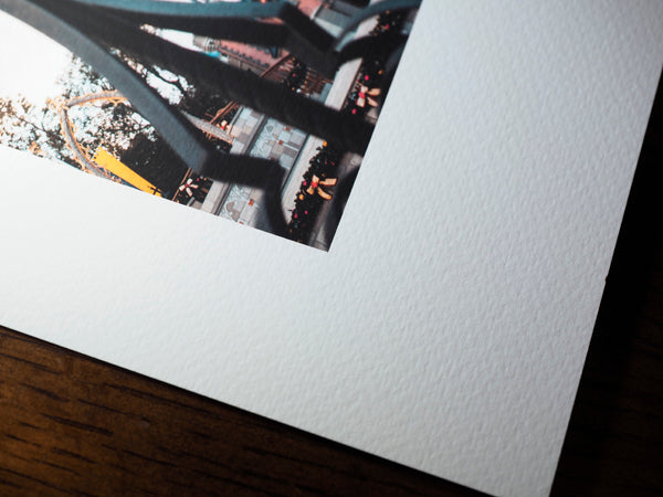 Watercolor Paper. Recommend leaving border surround for fine art look and feel